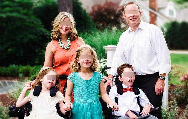 A family of healthy and Batten disease affected kids image photo picture